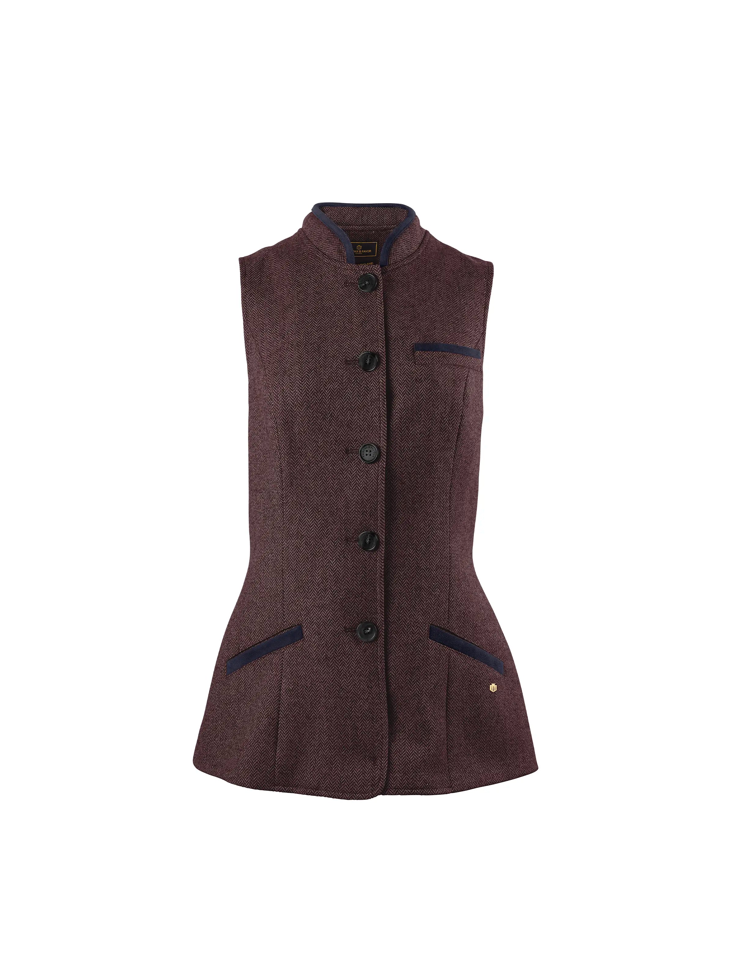 Madeline Gilet - Plum Herringbone