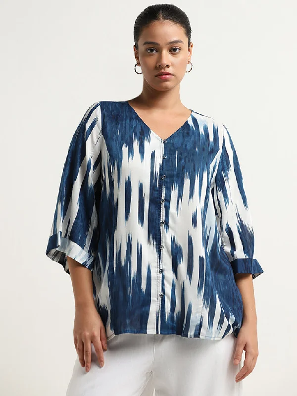 Gia Blue Abstract Printed Blouse