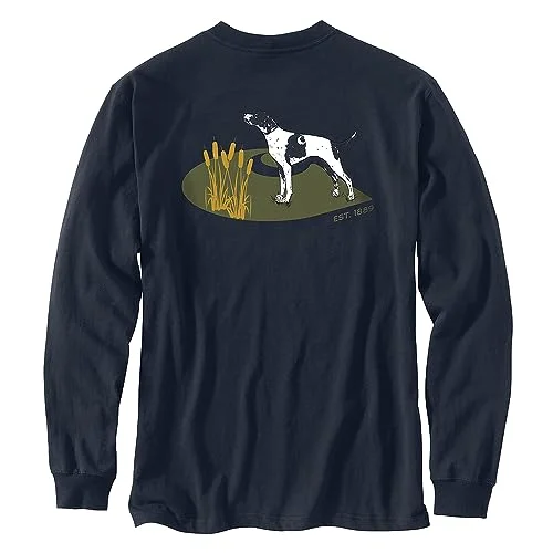 Carhartt 106038 Men's Loose Fit Heavyweight Long Sleeve Pocket Dog Graphic T-Shirt