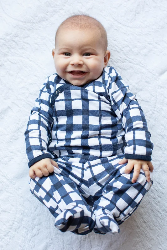 Blue Gingham 2 Piece Baby Kimono Set