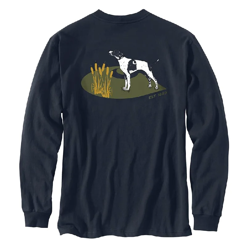 Carhartt 106038 Men's Loose Fit Heavyweight Long-Sleeve Pocket Dog Graphic T-Sh - X-Large Tall - Navy