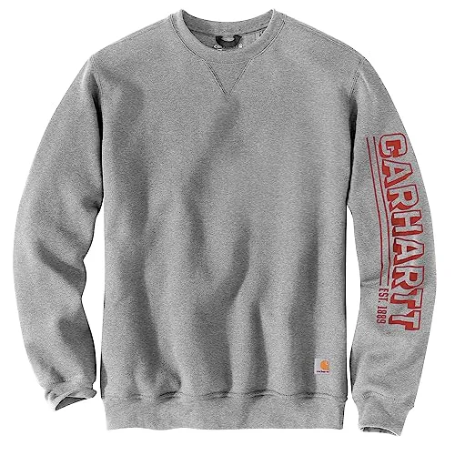 Carhartt 105941 Men's Loose Fit Midweight Crewneck Logo Sleeve Graphic Sweatshirt