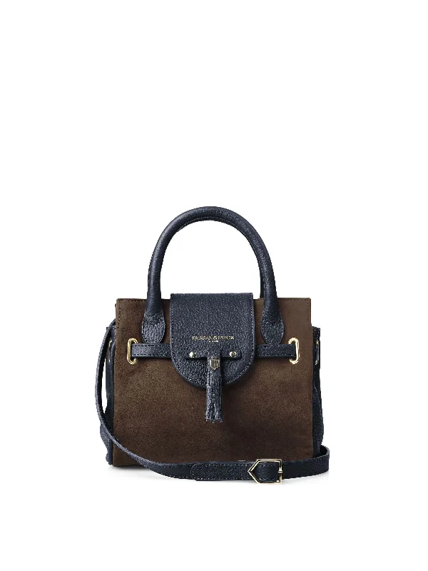 Mini Windsor Handbag - Chocolate & Navy