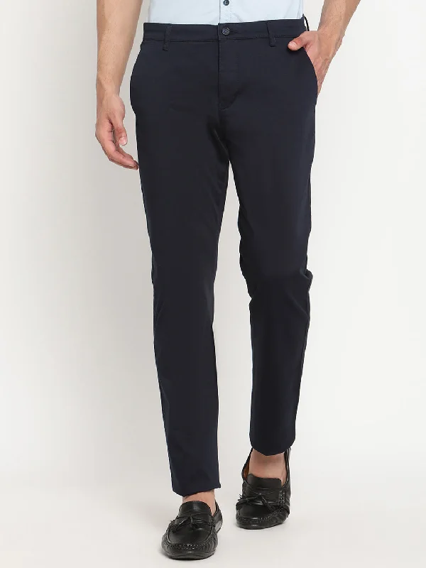 Men's Formal Flat front Navy Blue  Trousers