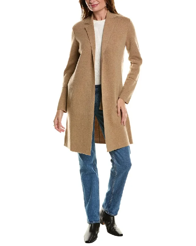 Forte Cashmere Notch Collar Wool & Cashmere-Blend Cardigan