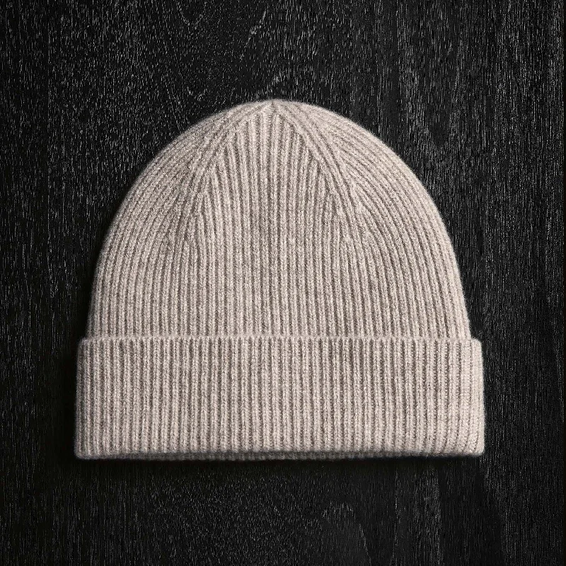 Solid Cashmere Beanie - Stone