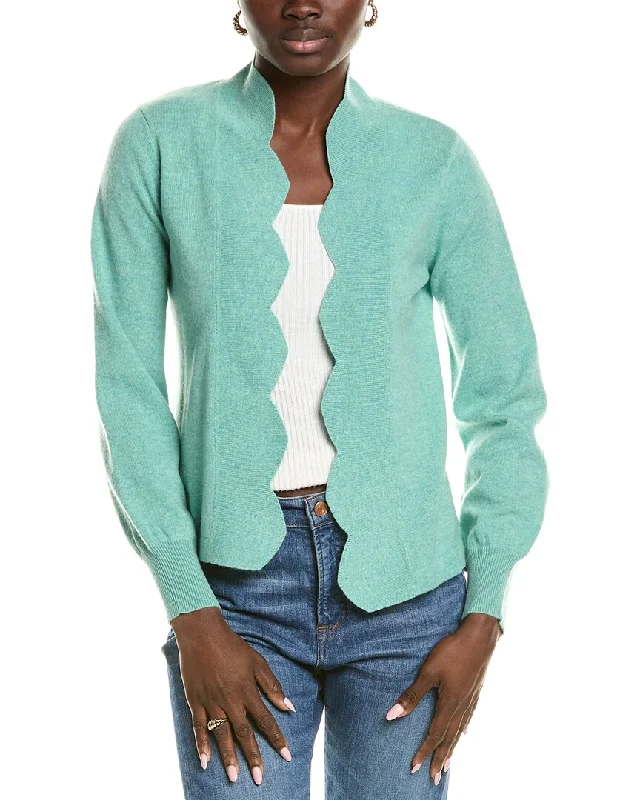 sofiacashmere Scallop Edge Cashmere Cardigan