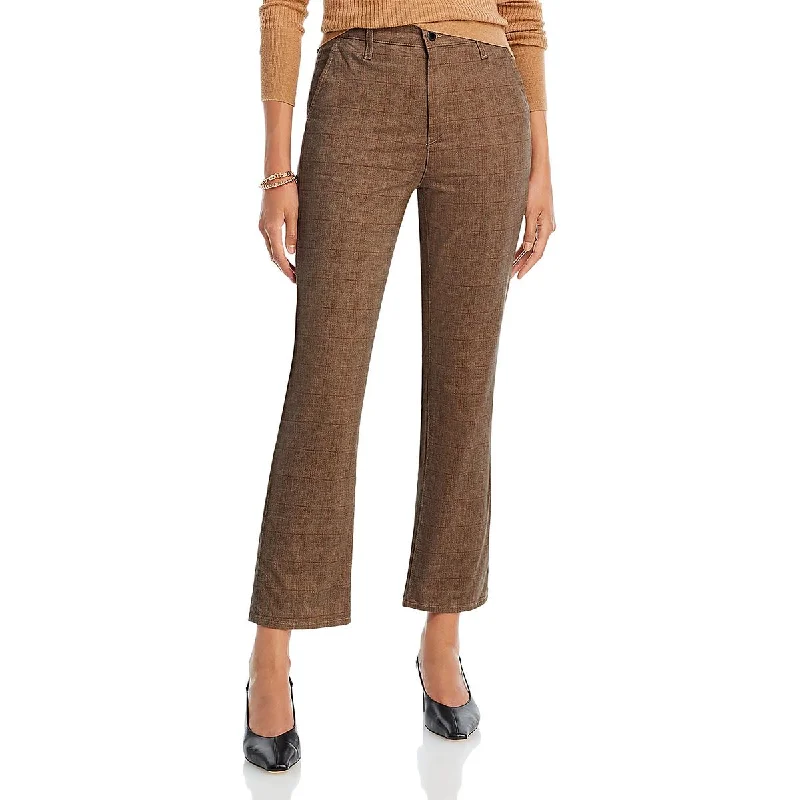 AG Jeans Womens Plaid Cropped Flared Pants