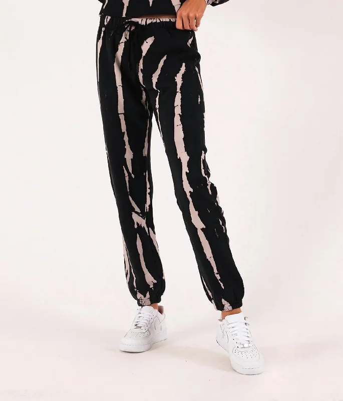 Bleach Tie Dye Gym Sweatpants In Black/cream