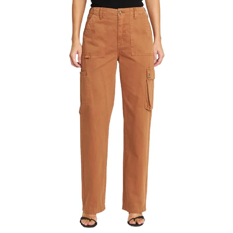 Cassie Cargo High Rise Pant In Spicy Brown