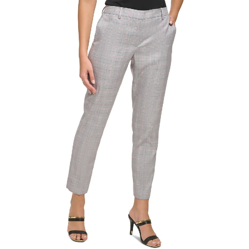 DKNY Womens Petites The Essex Plaid Office Ankle Pants