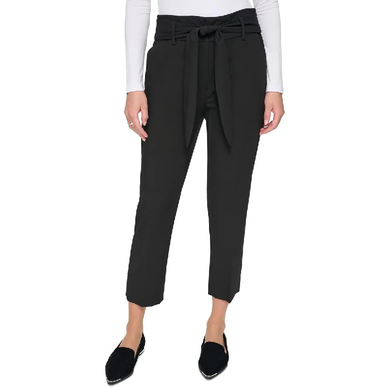 DKNY Womens Solid  High-Waisted Pants