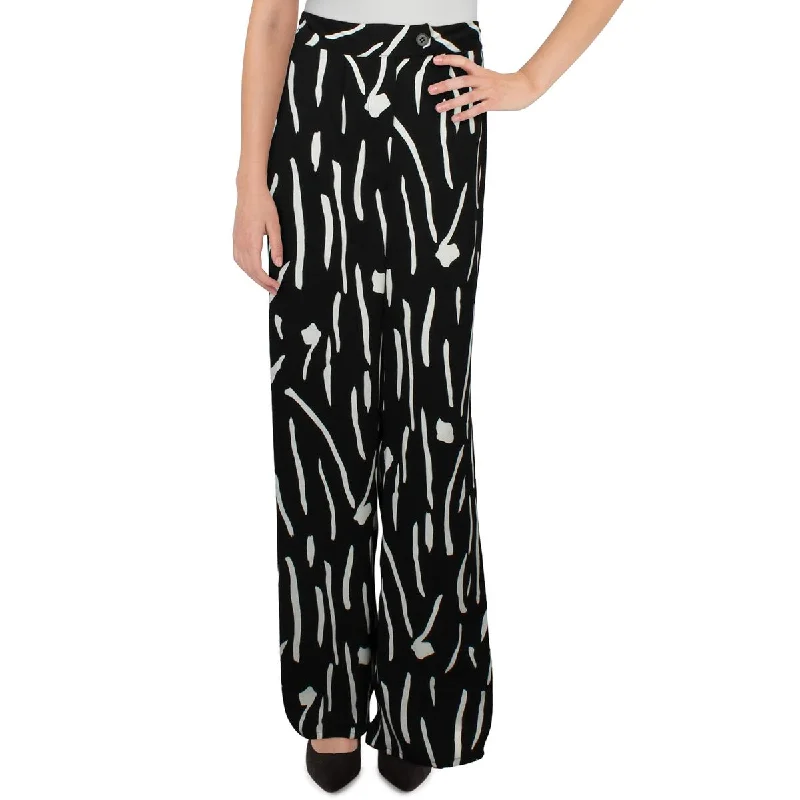 Gracia Womens High Rise Pleated Wide Leg Pants