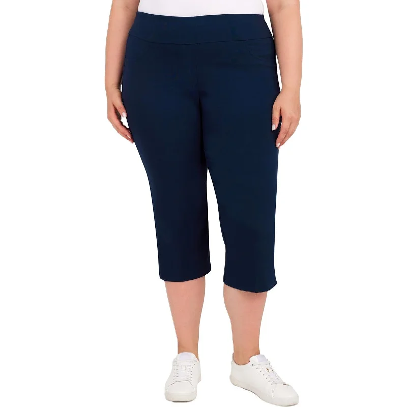 Hearts of Palm Womens Plus Solid Pull On Capri Pants