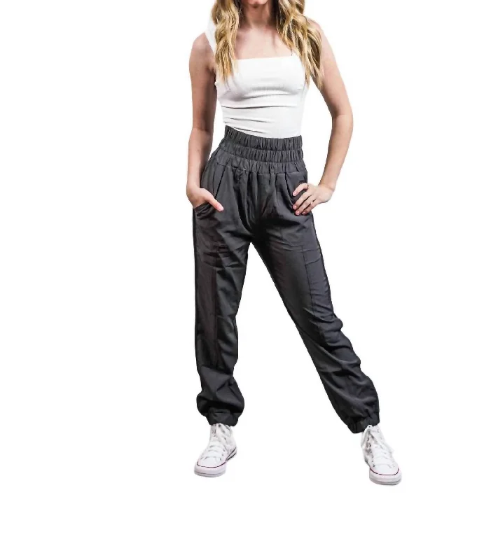 High Waisted Joggers In Charcoal