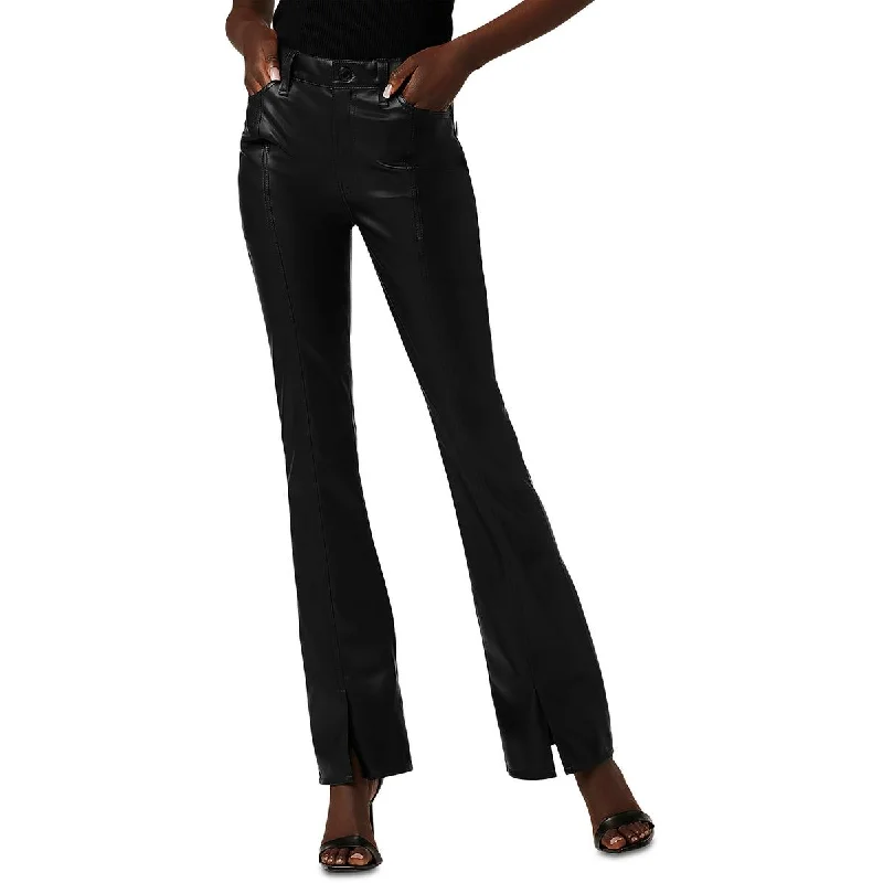 Hudson Womens BARBARA Faux Leather High Waist Bootcut Pants