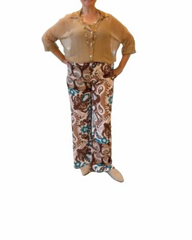 Quartz Silky Boho Pants In Brown Multi