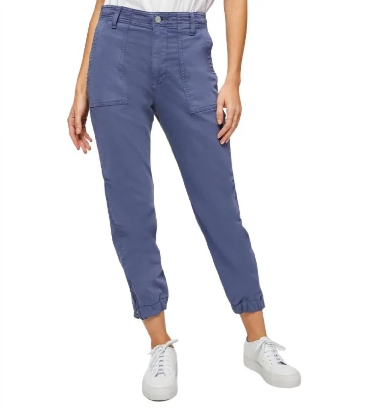 Side Zipper Jogger In French Blue