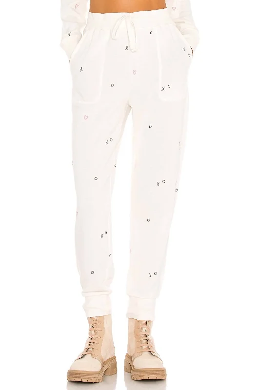 Snowland Embroidered Jogger In Ivory