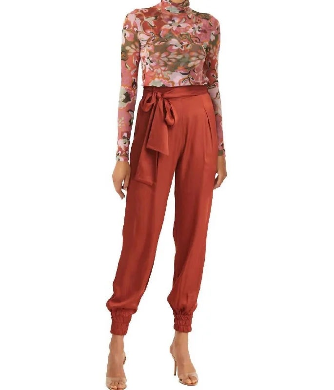 Vep Pant In Burnt Orange Satin