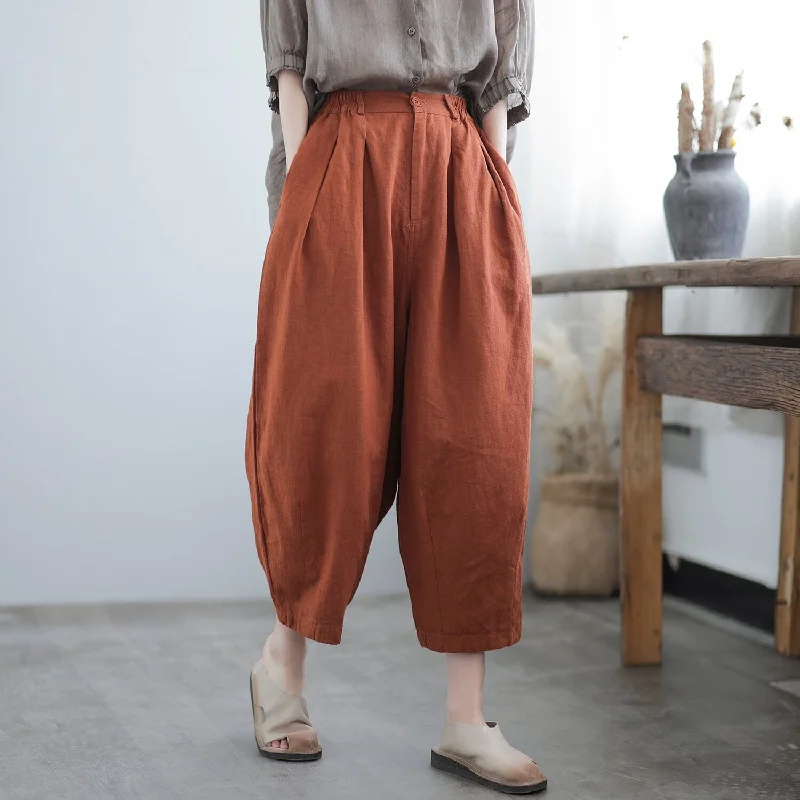 Women Spring Casual Loose Solid Patchwork Pants